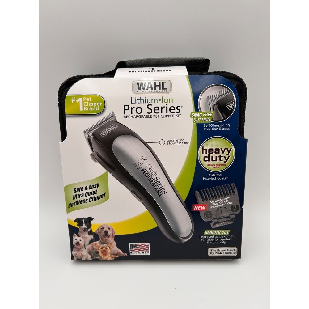 WAHL Pet Clipper Kit Lithium Ion Pro Series Cordless Heavy Duty Model 9177 NEW